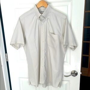 Men's Woodward pinpoint Oxford wrinkle free cream Short Sleeve button down Shirt